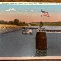 Postcard of Steamer Entering Locks of Fernbank Dam