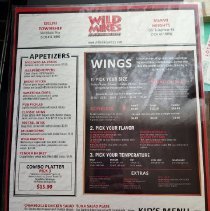 Menu of Wild Mike's wings restaurant-A-front