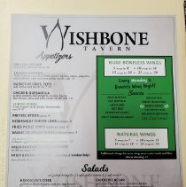 Wishbone Tavern on Delhi Road menu, page 1