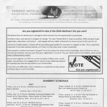 Temple Beth-El Bulletin July/August 2018