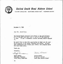 Letter and pamphlet regarding 1980 Chanukah Torch Run