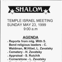 1999 Congregational Meeting Agenda with attachments