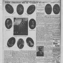 Newspaper clipping "Jewis Synagogue and its Patrons"