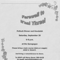 Program for "Farewell to B'nai Yisrael"