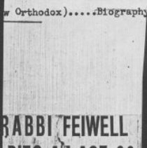 Death notice for Rabbi Moses Feiwell