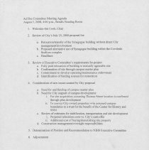 Agenda for Ad Hoc Committee dated Aigist 5, 2008 with attachment