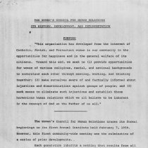 The Women's Council for Human Relations Its History, Development, and Inter