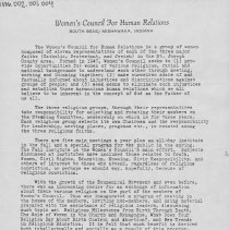 History of the Women's Council for Human Relations