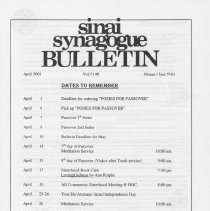 Sinai Synagogue Bulletin, Vol. 71, #8