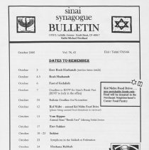 Sinai Synagogue Bulletin, October, 2005, Vol. 76, #2
