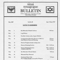 Sinai Synagogue Bulletin, May, 2007, Vol. 76, #9