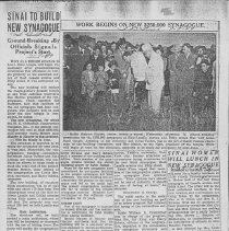 South Bend Tribune articles "Sinai to Build New Synagogue" "Work Begins on