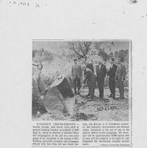Newspaper photograph and original photograph of groundbreaking for new syna
