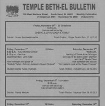 Temple Beth-El Bulletin, Vol. 67:5, November 19, 2000