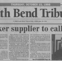 South Bend Tribune article "Studebaker suplier to call it quits," October 1