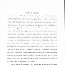 Power of Attorney appointing Joyce Williams to represent Faith Temple Minis