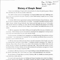 History of Temple Israel from Mortgage Dedication booklet