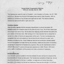 Minutes from Temple Israel Congregational Meeting, July 25, 1999