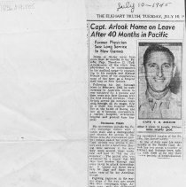 "Capt. Arlook Home on Leave After 40 Months in Pacific, July 10, 19??