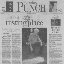 Article from "South Bend Tribune," "A Faith's Resting Place - Jewish settle