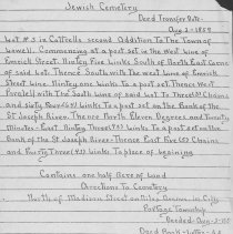 Deed transferring property for cemetery