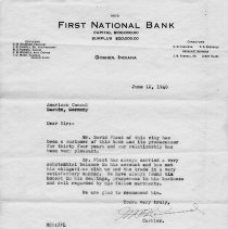 Letterof Credit/ Support for Mr. David Plaut