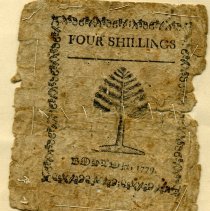 1779 Four Shilling Note Front