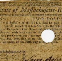 Front of Massachusetts Two Dollar Note