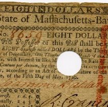 Massachuetts Eight Dollar Note Front 8659