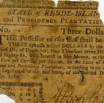 Front of Rhode Island Three Dollar Note