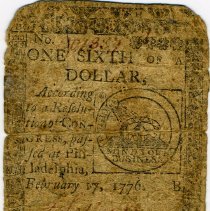 One Sixth Continental Piece 1776