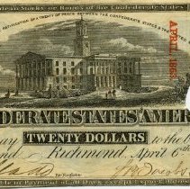 April 1863 Confederate $20 Dollar Bill