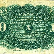 Fractional Ten Cent Fourth Issue Back A