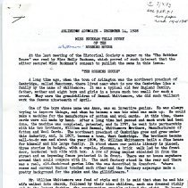 "Miss Bucknam Tells Story of the (Whittemore)-Robbins House