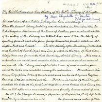 My Recollections and Some History of the Public Library of Arlington