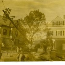 Town road roller against Mr. Kelly's House on Mass. Ave.
