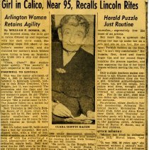 Girl in Calico, Near 95, Recalls Lincoln Rites