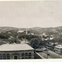 Aerial View of Mass Ave, with Old Town Hall and Spy Pond