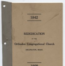 Rededication Of the Orthodox Congregational Church