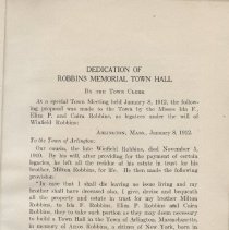 Dedicaton of Robbins Memorial Town Hall