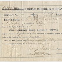 West Cambridge/Arlington Horse Railroad Share
