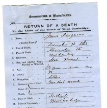 Death Certificate for James Ferguson, died of wounds in the Civil War