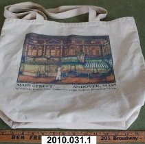 tote bag, off white, two handles, with "Main Street" by Dorothy Piercy on f