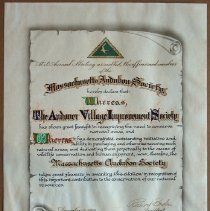 Certificate of merit, marked: "Mass. Audubon Soc." Recognizes AVIS