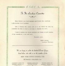 Benevolent Society For Retarded Children's 4th Annual Luncheon Program