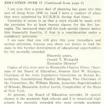 Education for Retarded Over 17 Asked