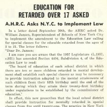 Education for Retarded Over 17 Asked