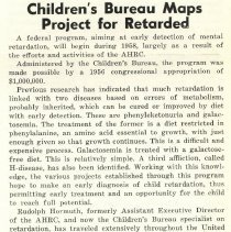 Children's Bureau Maps Project for Retarded