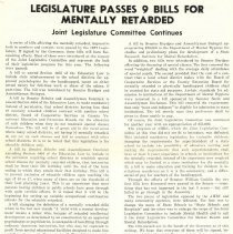Legislature Passes 9 Bills for Mentally Retarded