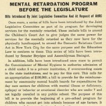 Mental Retardation Program Before Legislature